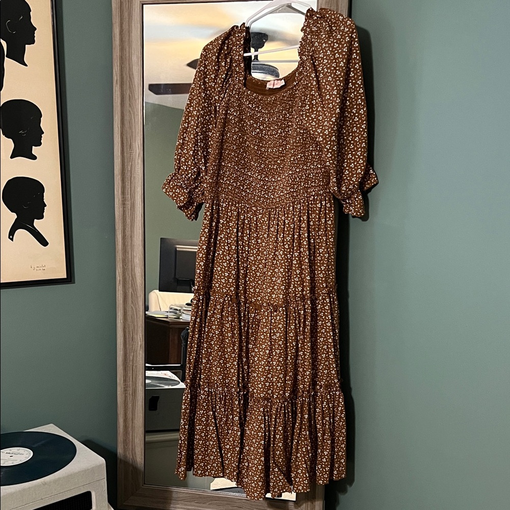 Brown and White Floral Ivy City Dress - Picture 2 of 3